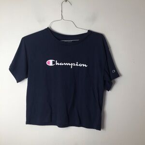 Champion Navy Blue Logo Crewneck Tee